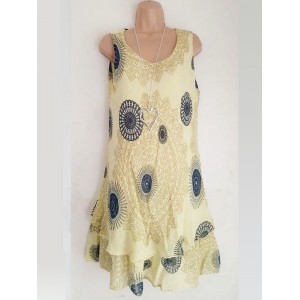 Ethnic Sleeveless Double-layer Print Dress