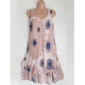 Ethnic Sleeveless Double-layer Print Dress
