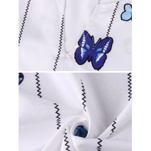 Butterfly Print Long Sleeve Maxi Dress