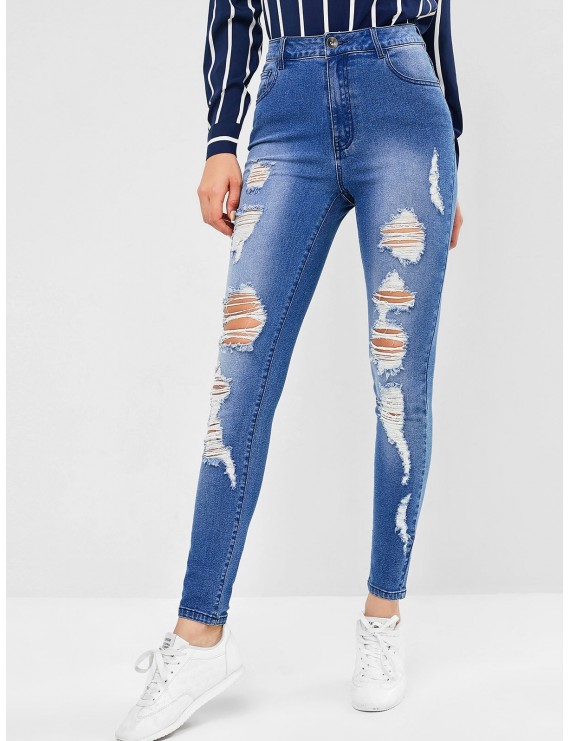  Ripped Skinny Jeans - Jeans Blue M