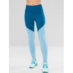  Skinny Color Block Workout Leggings - Silk Blue M