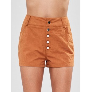  Button Fly Pocket Shorts - Light Brown S