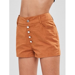  Button Fly Pocket Shorts - Light Brown S