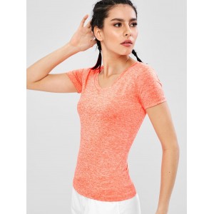 Space Dye V Neck Gym T-Shirt - Orange M