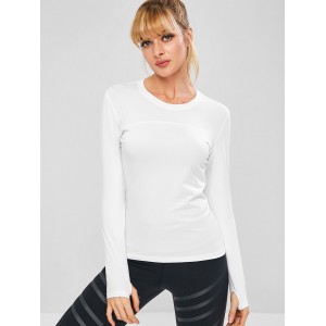 Long Sleeve Perforated Sports Top - White L