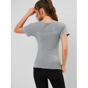 Perforated Wick Sweat Stretchy Gym Tee - Gray S