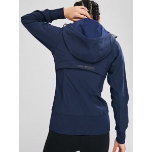 Zipper Hooded Pocket Jacket - Cadetblue L