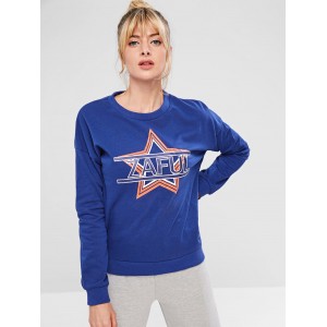  Star Drop Shoulder Sweatshirt - Blue L