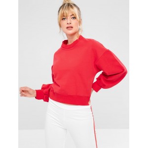Sports Drop Shoulder Short Sweatshirt - Red L