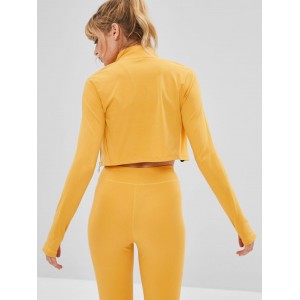 Sport Crop Zip Slim Sweatshirt - Yellow L