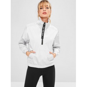 Pocket Half Zip Pullover Sport Jacket - Light Gray L