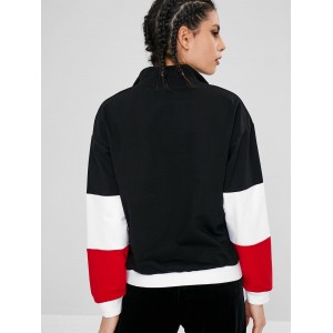 Color Block Pouch Graphic Sports Sweatshirt - Black L