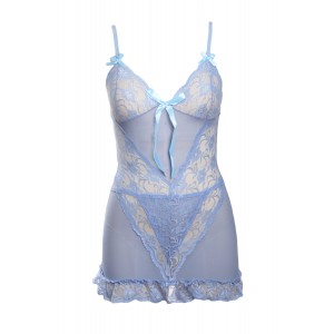 Light Blue Romantic and Feminine Fitted Babydoll