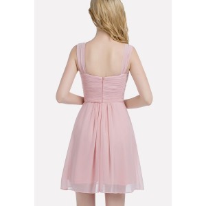 Pink Tulle Wrap Ruched Beautiful Party Dress