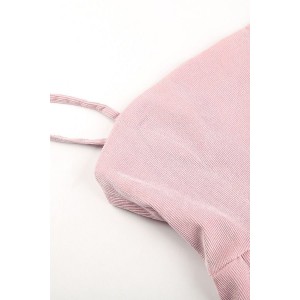 Pink Zipper Backless Casual Corduroy A Line Slip Dress