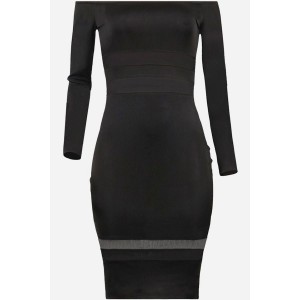 Black Off Shoulder Beautiful Bodycon Party Sheer Dress